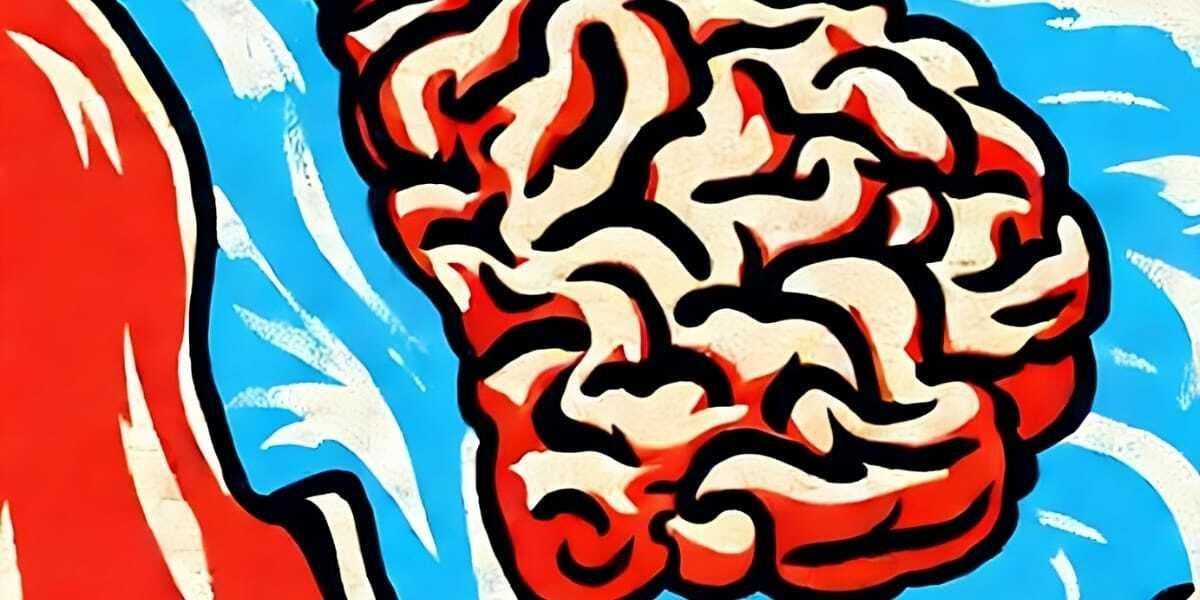 An illustration of a brain in a storm in the style of Lichtenstein