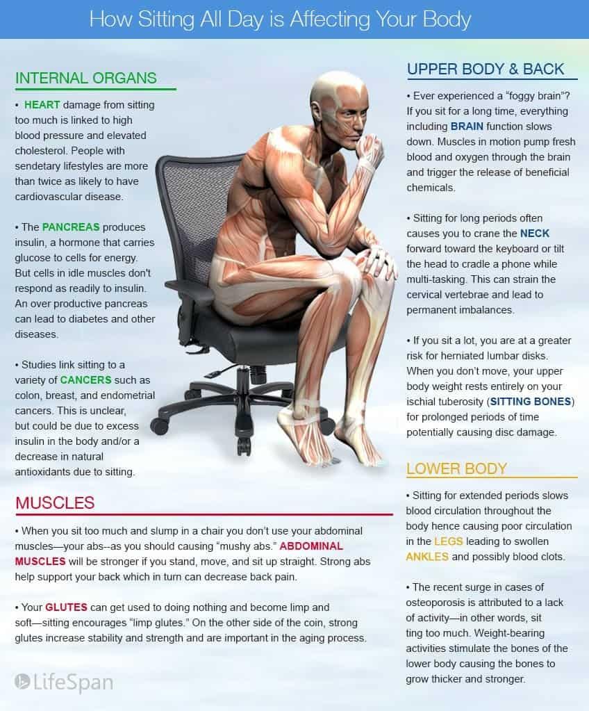 infographic showing effects of a sedentary lifestyle