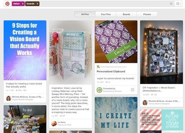 pinterest vision board examples