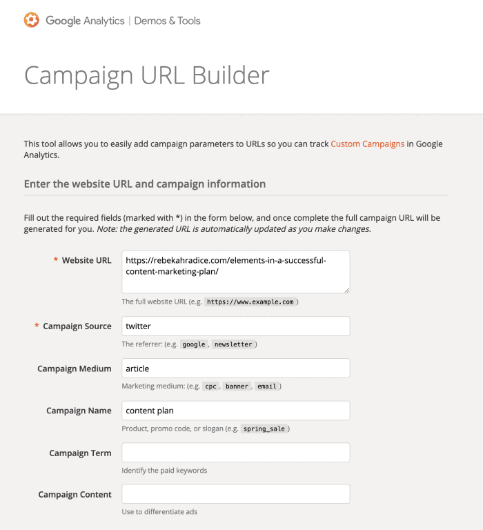 Google Analytics Campaign URL builder
