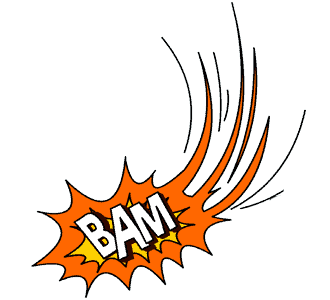 orange explosion graphic with the words "bam" on a white background