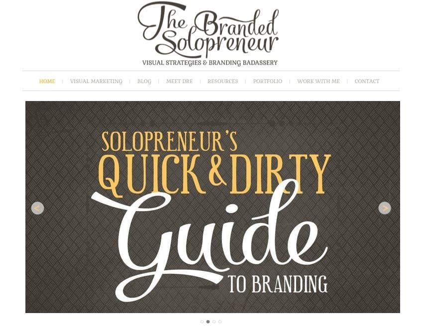 screenshot of the branded solopreneur's webpage