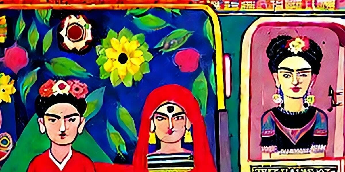 Frida Kahlo, Pink Floyd & the London Underground in the Style of Pakistani Truck Art | Hugging Face by Stable Diffusion 2.1